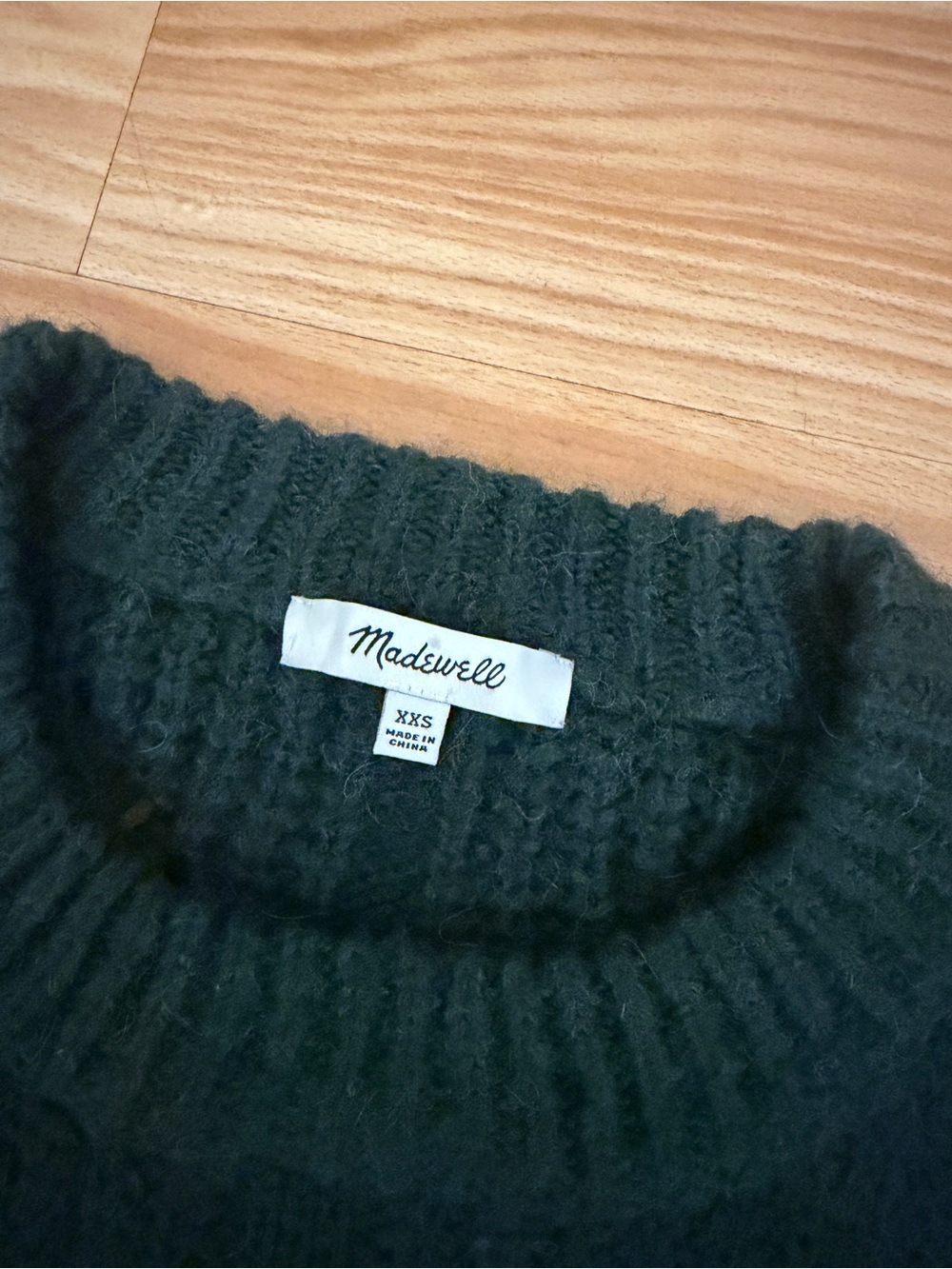 Madewell Dark Green Fuzzy Crewneck Sweater